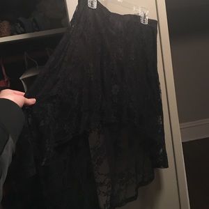 black lace high low skirt