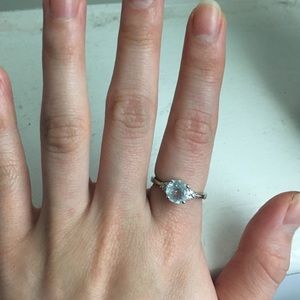 Genuine Aquamarine Birthstone Ring w Diamonds