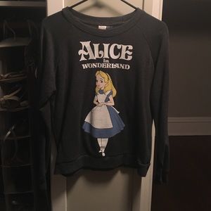 dark grey/black Alice in wonderland sweater