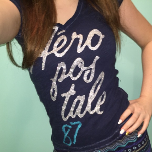 Navy Blue Aeropostale V Neck Top