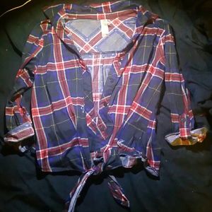 Button up flannel 'crop top'