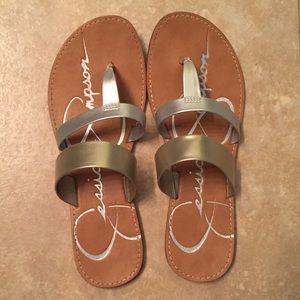 Jessica Simpson silver/gold sandals