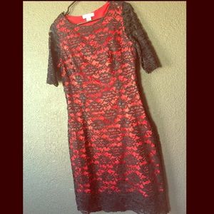 Black and red lace dress
