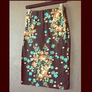 Black and floral pencil skirt