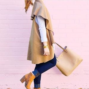 Tan Drapey Lapel Vest NEW