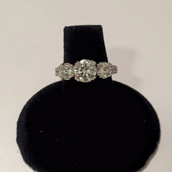 Jewelry - 10kt White Gold Filled CZ Three Stone Ring