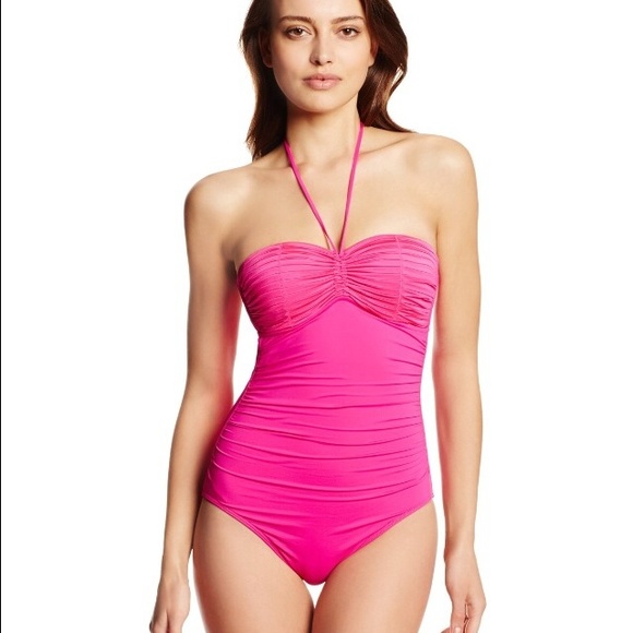 NWT Seafolly Ruched Hot Pink Bathing Suit sz 10
