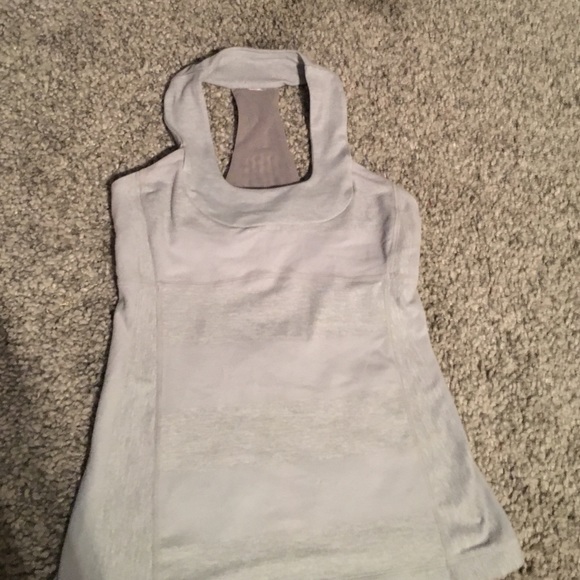 Gray and hethered gray stripe Lululemon Tank