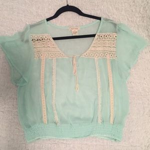 Mint top with pretty design