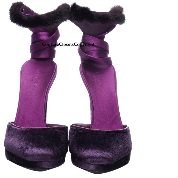 NEW TOM FORD GUCCI HEELS MINK-PYTHON-SATIN-VELVET - Picture 4 of 4