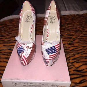 Red white n blue heels Great on 4th of July...