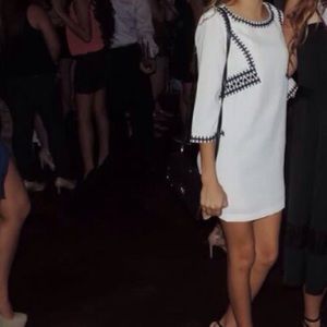 White with black dress