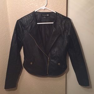 Cropped Black Pleather Jacket