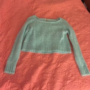 Decree Mint Green Crop Top Long Sleeve Sweater