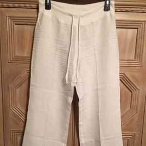 Green Dragon White Linen Pants in Medium