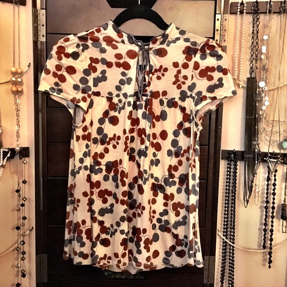 Navy and Chocolate Keyhole Top