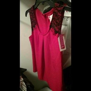 Red and black lace dress shirt