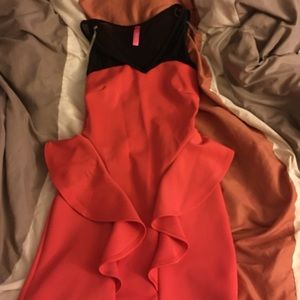 Peach peplum dress with sheer back!