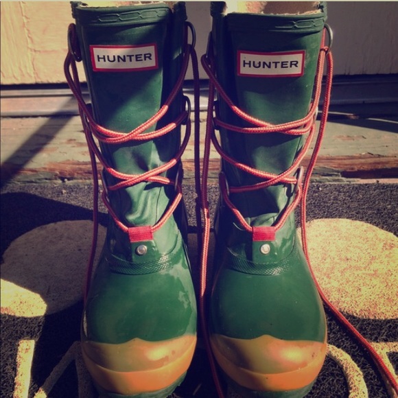 ISO green lace hunter boots size 7 7 1/2 or 8