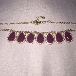 Purple & Gold Teardrop Statement necklace
