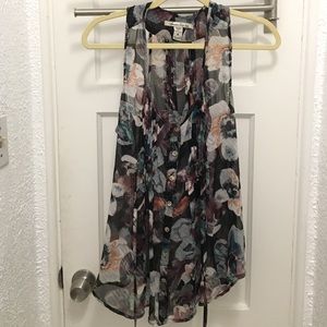 Floral tank top with back tie