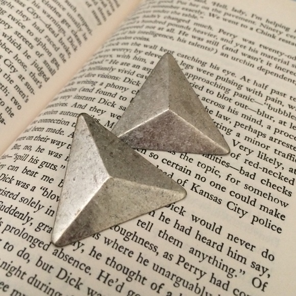 Silver triangle studs