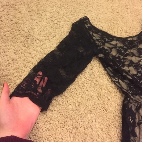 Black Floral Lace Fit and Flare Skater Dress - Picture 3 of 4