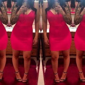 Hot pink strappy mini dress