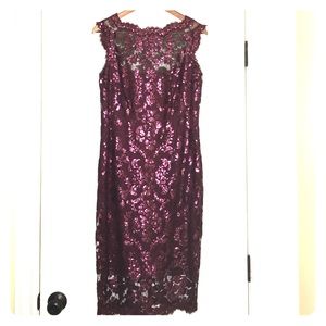 Plum colored, sequined dress