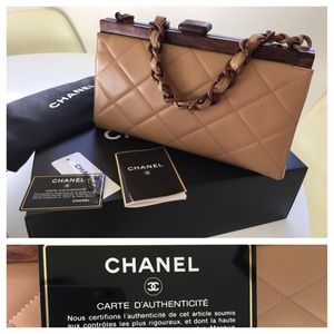 Ultra Rare Chanel Wood Grain Chain Leather Quilted