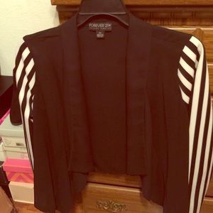 Striped Sleeve Chiffon Blazer