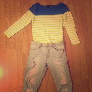 J. Crew striped tee. 3 quarter length sleeves.