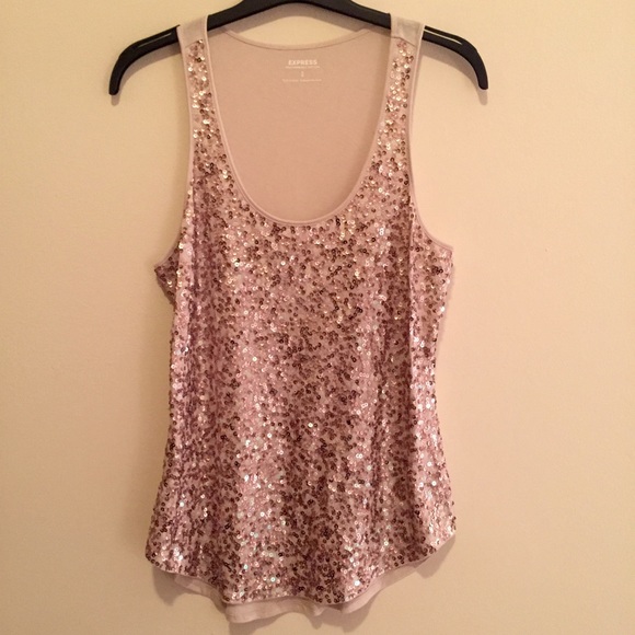 Express Tops - ⚡️Hot Item ⚡️Champagne Sequin Tank Top