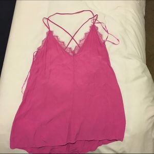 Pink open back tank top