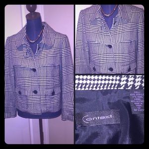 $129 LORD N TAYLOR'S Houndstooth Short Wool Blazer