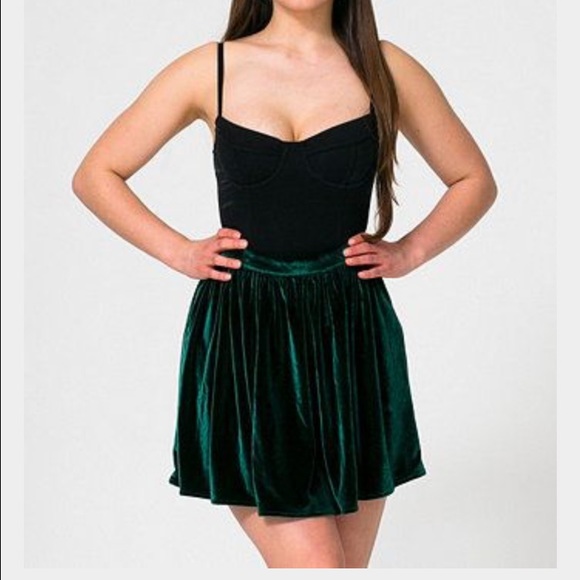 Green velvet American apparel skirt 🐍