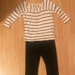 Ann Taylor Loft  striped tee. Banded at bottom.
