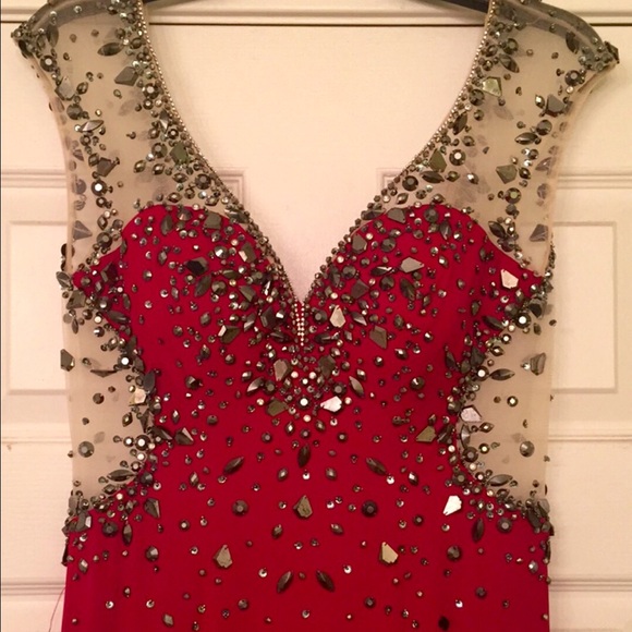 Red sequin prom dress