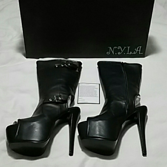 N.Y.L.A. "Reva" Leather Platform Stiletto Boots