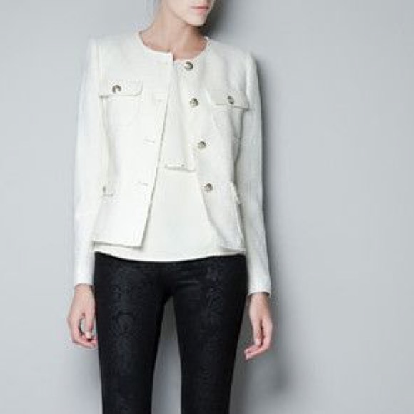 Zara Jackets & Blazers NWT Cream Blazer W Gold Buttons Poshmark