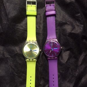 Swatch watch - green and purple