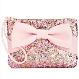 Pink sequin clutch