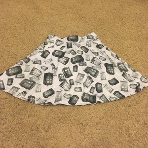 White TARDIS Print Skater Skirt