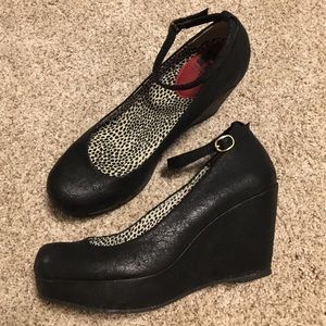 Black Ankle Strap Wedges