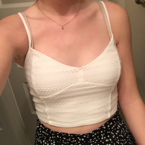White Thin Strap Crop Top - Picture 3 of 4