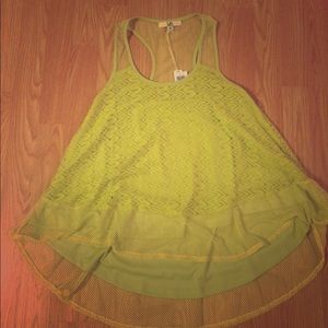 Green lace racer back lined blouse.