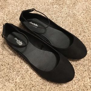 Black ankle strap ballet flats