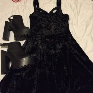 Black Velvet Skater Dress