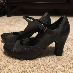 Black and Gray loafer style Heels