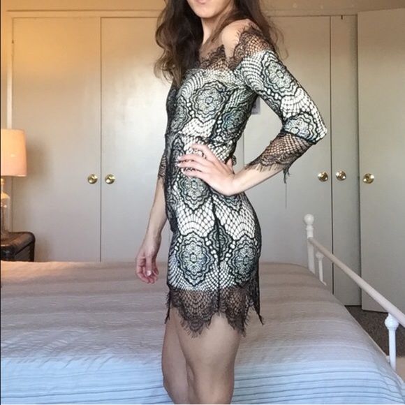 Choies Black and Cream Lace Dress